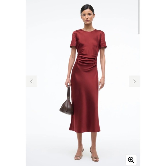 STAUD Dresses & Skirts - Staud Marcel Silk Dress – Sangria – Size 0 – NWT